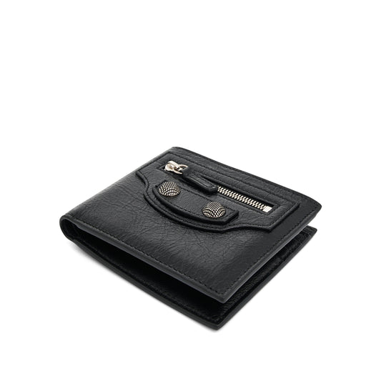 Le Cagole Men Square Fold Wallet in Black