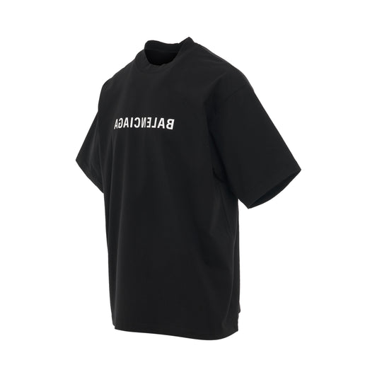 Logo Mirror Print Medium Fit T-Shirt in Black