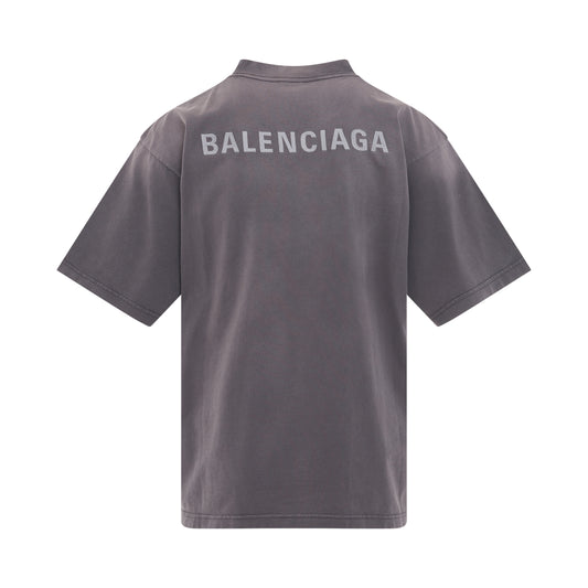 Back Logo Medium Fit T-Shirt in Purple/Grey