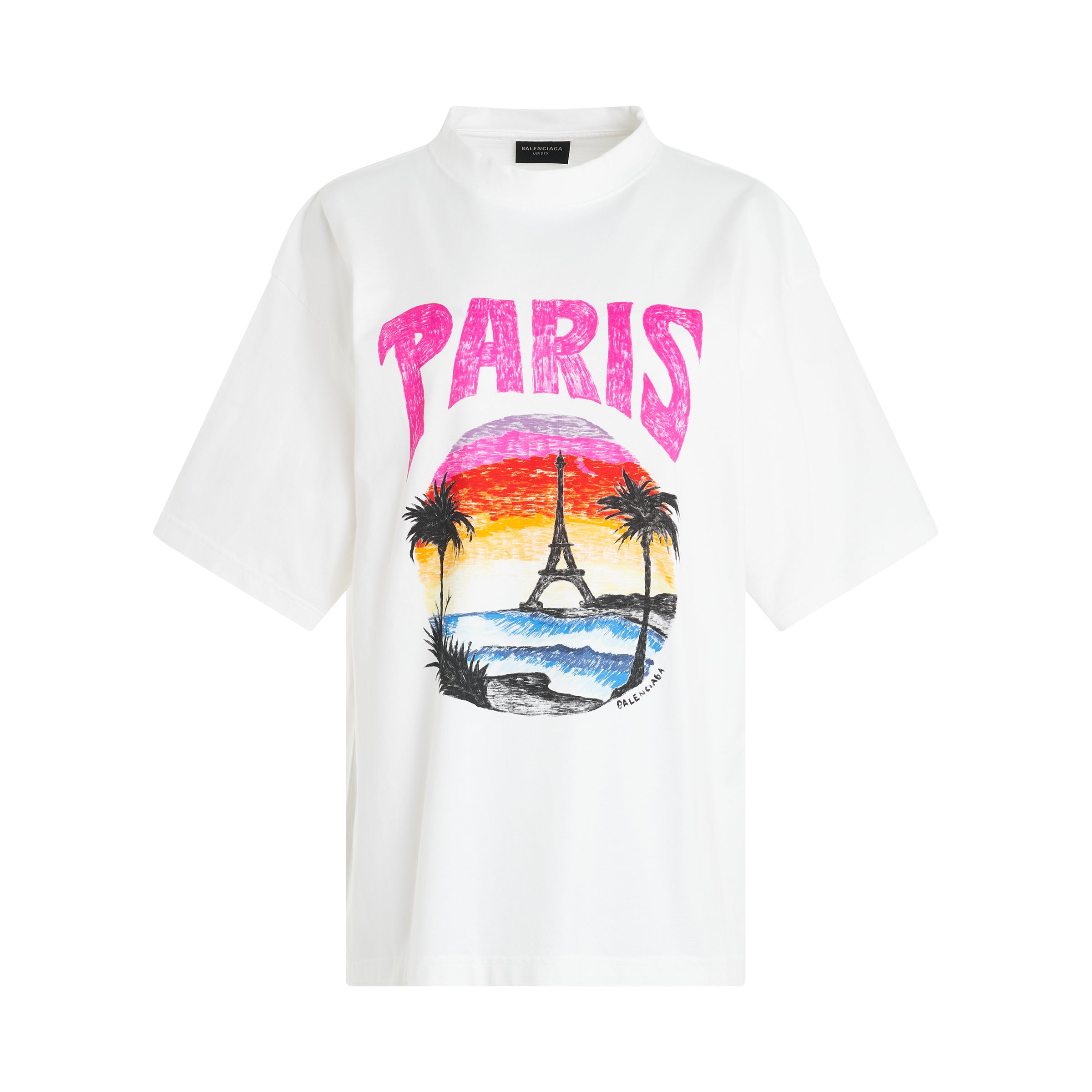 Tropical Paris Logo T-Shirt in White/Pink