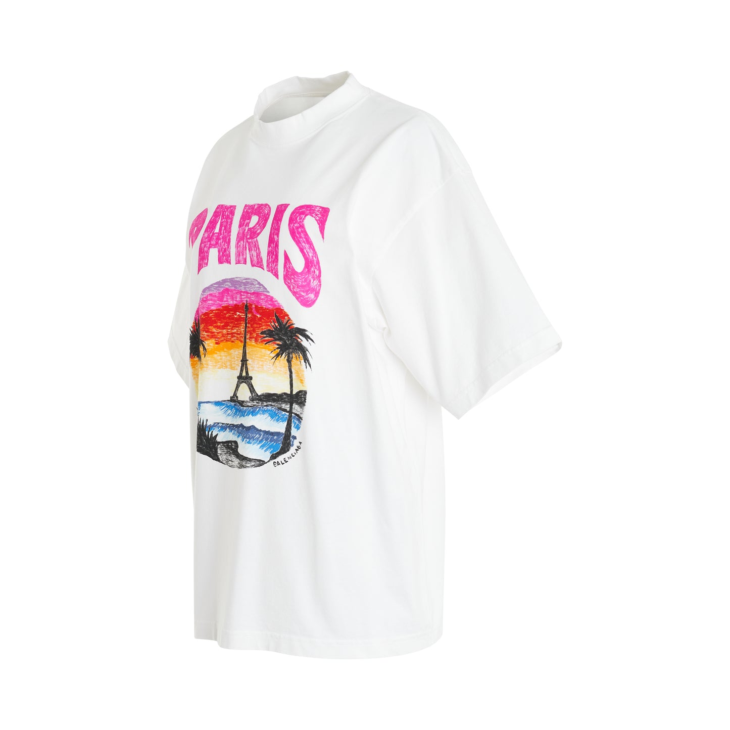 Tropical Paris Logo T-Shirt in White/Pink