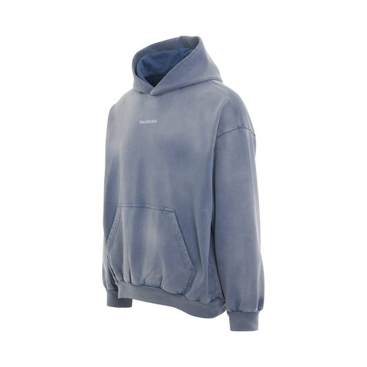 Back Logo Medium Fit Hoodie in Blue/White