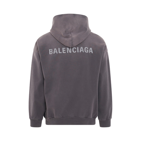 Back Logo Medium Fit Hoodie in Purple/Grey