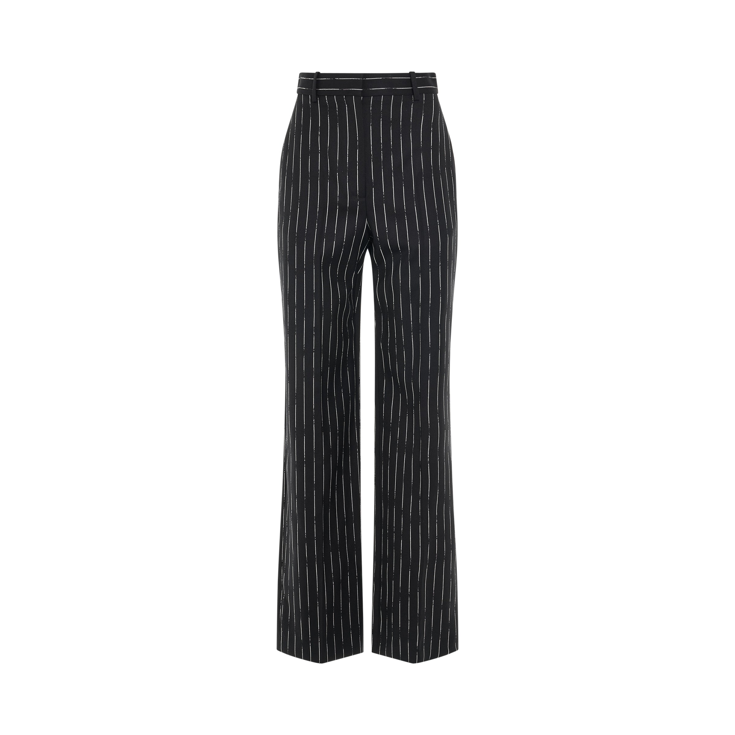 Certified Broken Stripe Wool Pants in Black