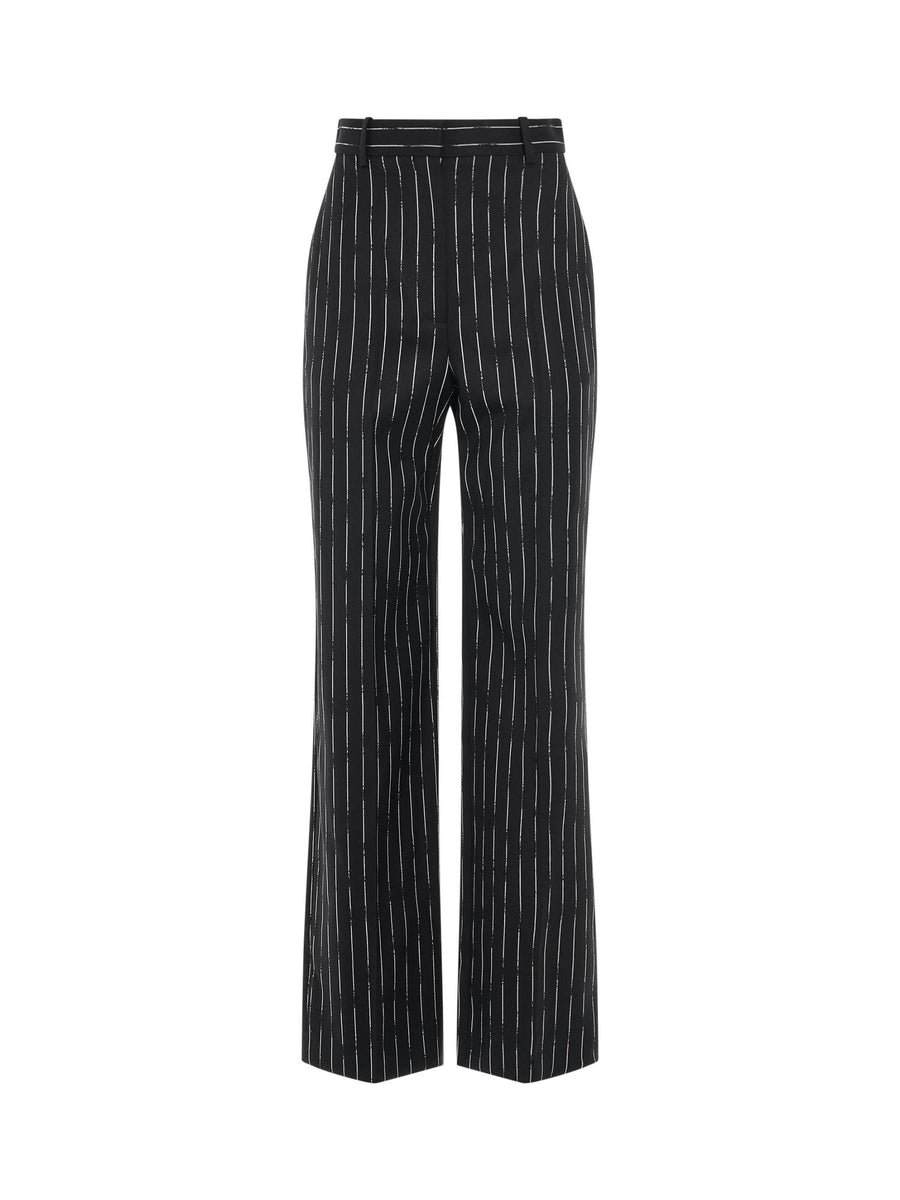 Certified Broken Stripe Wool Pants in Black