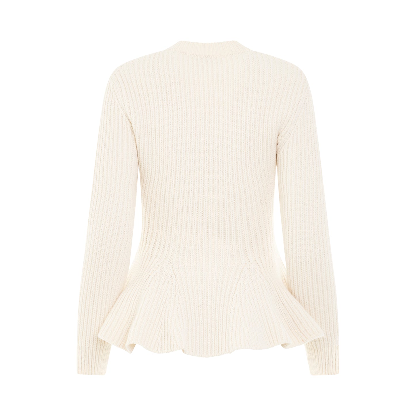 Cable Peplum Knit Sweater in Ivory