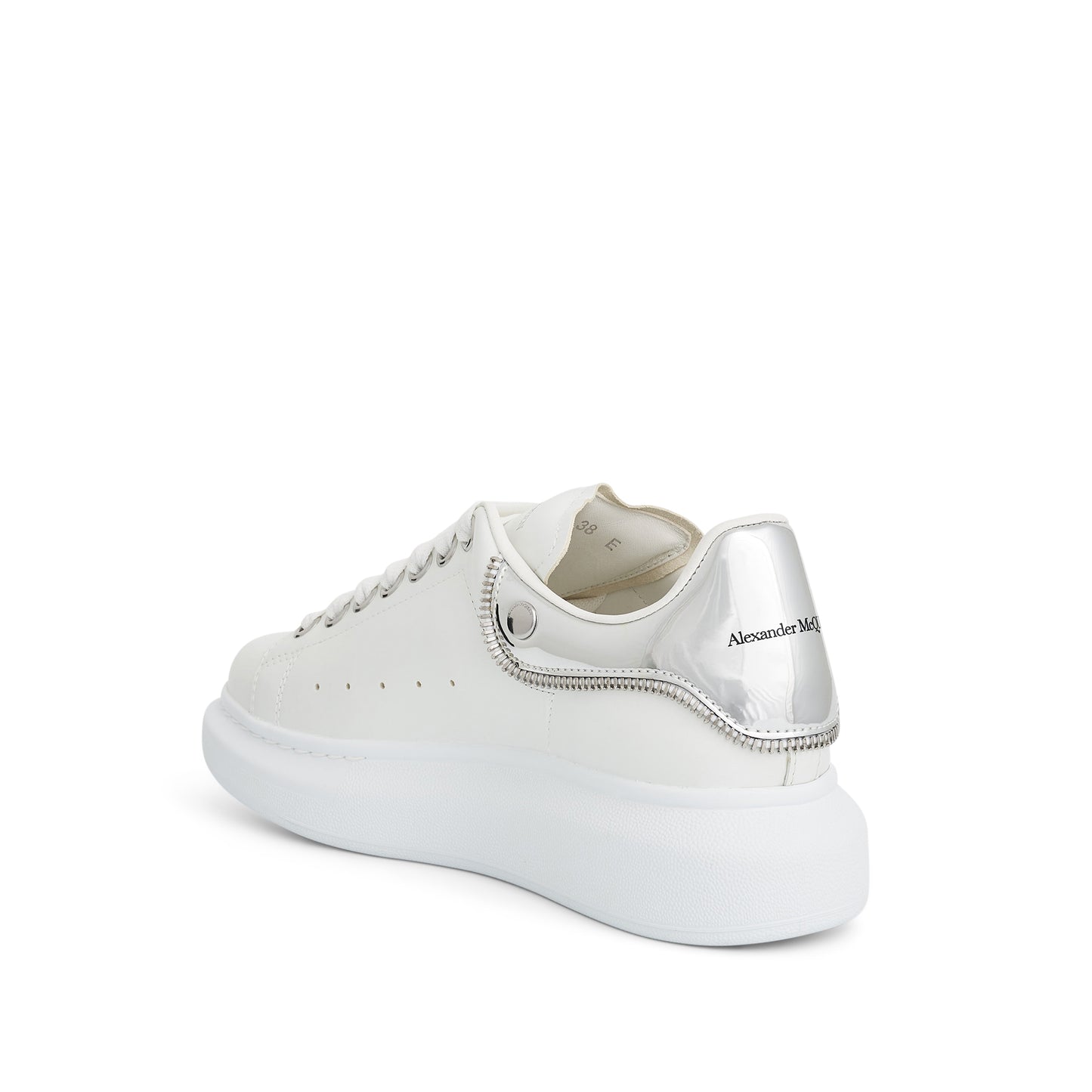 Larry Oversized Mirror Sneaker in White/Silver