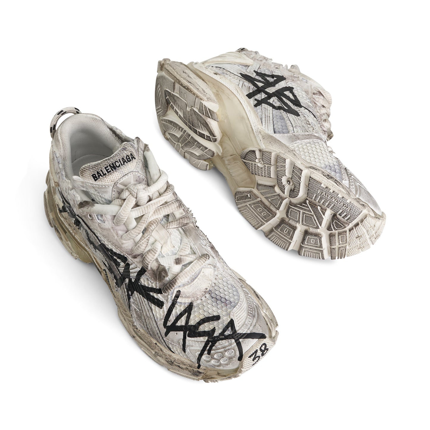 Mesh Graffiti Runner Sneaker in White/Black