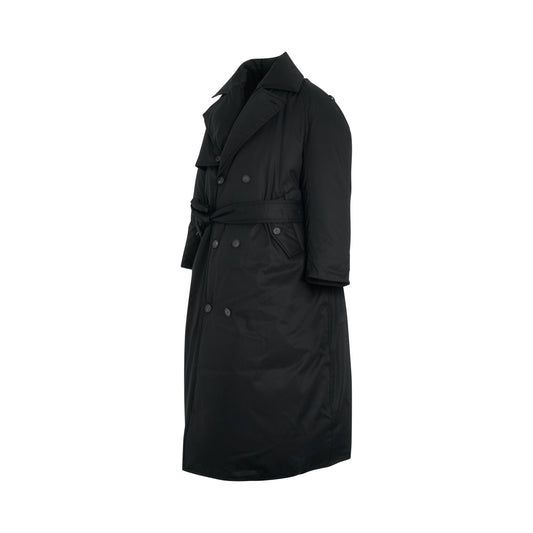 Maxi Padded Trench Coat in Black