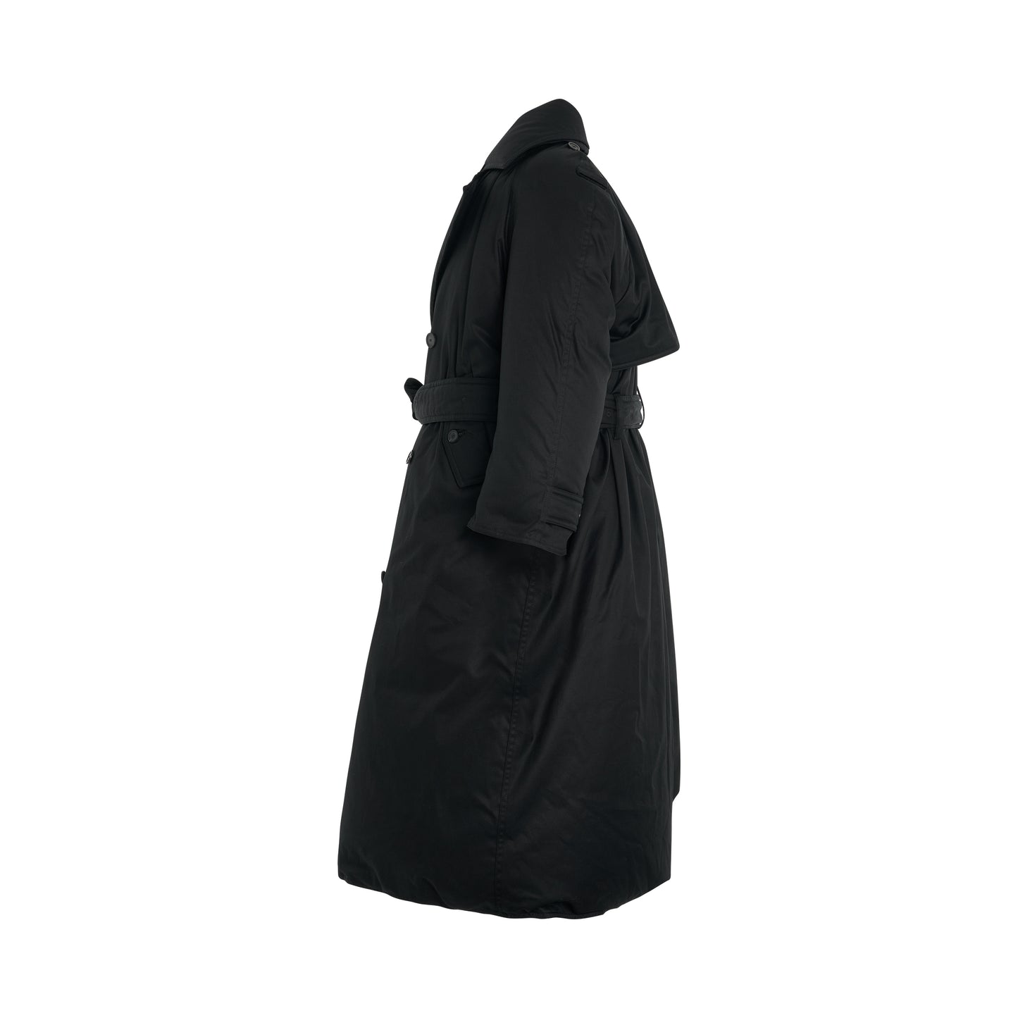 Maxi Padded Trench Coat in Black