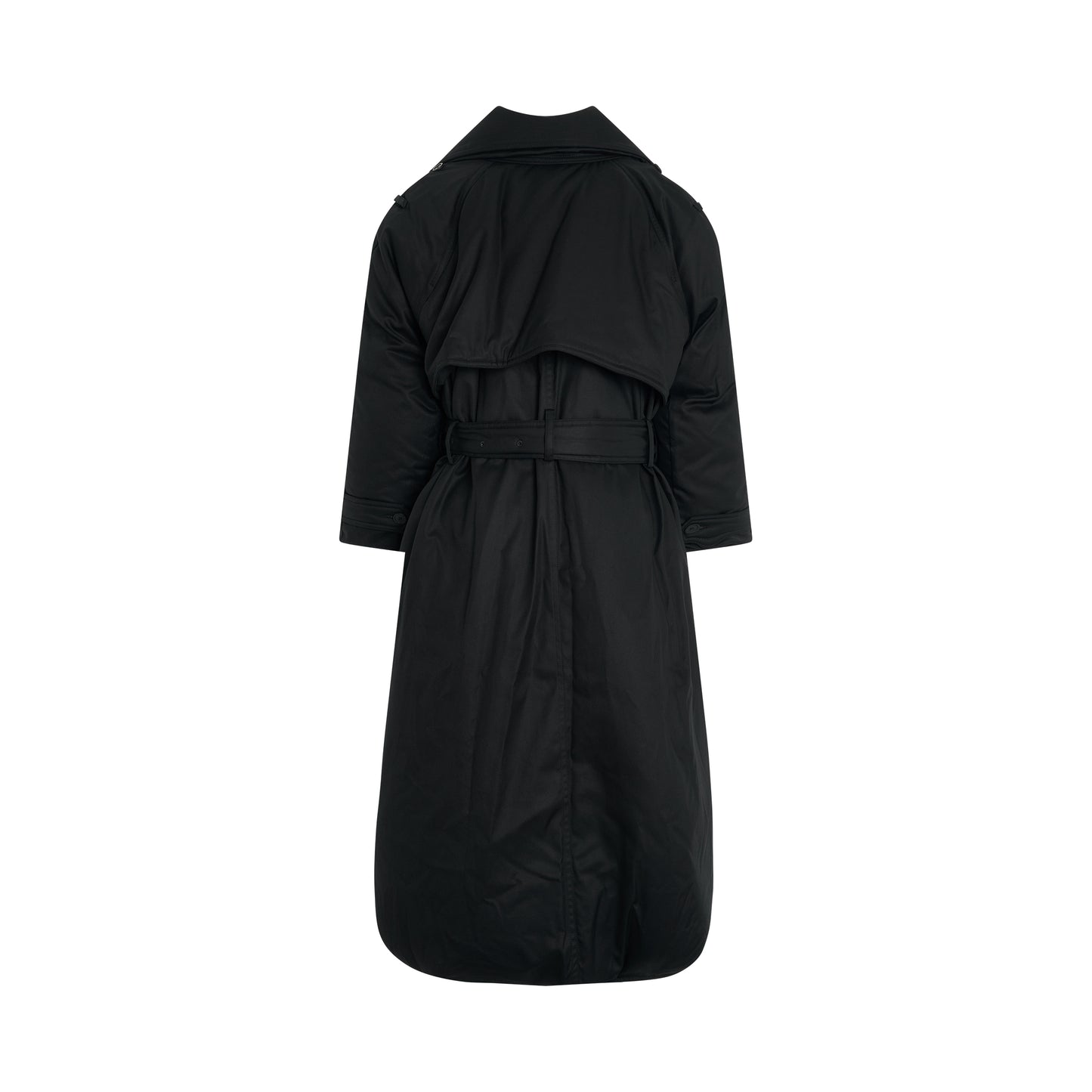 Maxi Padded Trench Coat in Black