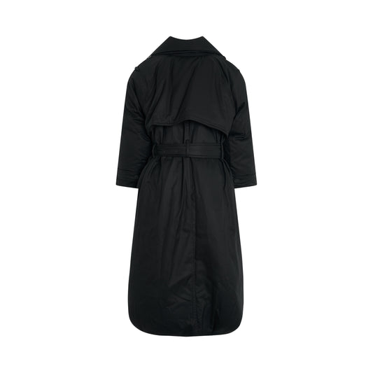 Maxi Padded Trench Coat in Black