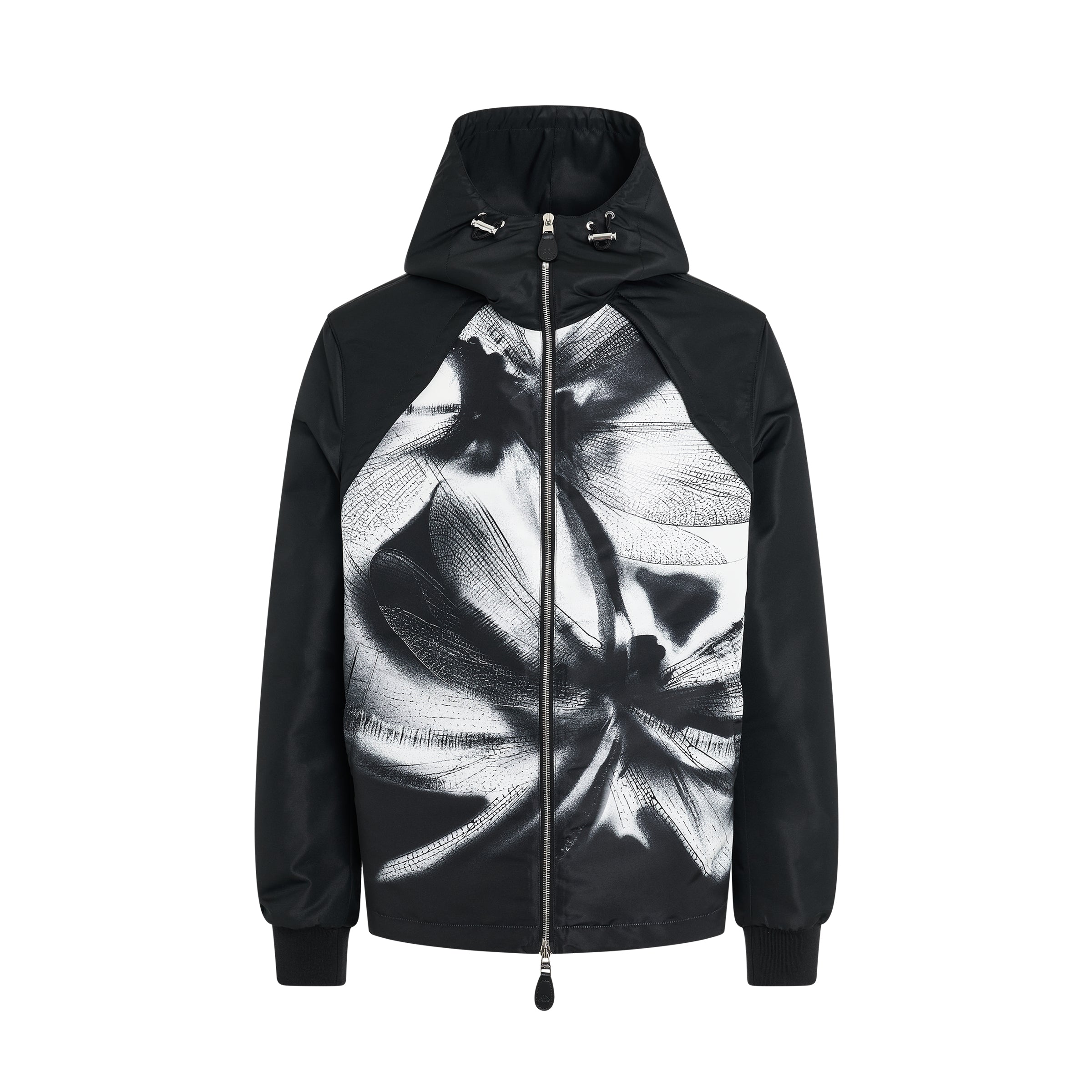 Dragonfly Print Windbreaker in Black/White