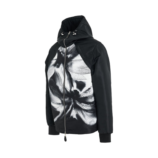 Dragonfly Print Windbreaker in Black/White