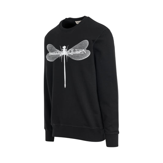 Dragonfly Print Sweatshirt in Black/White