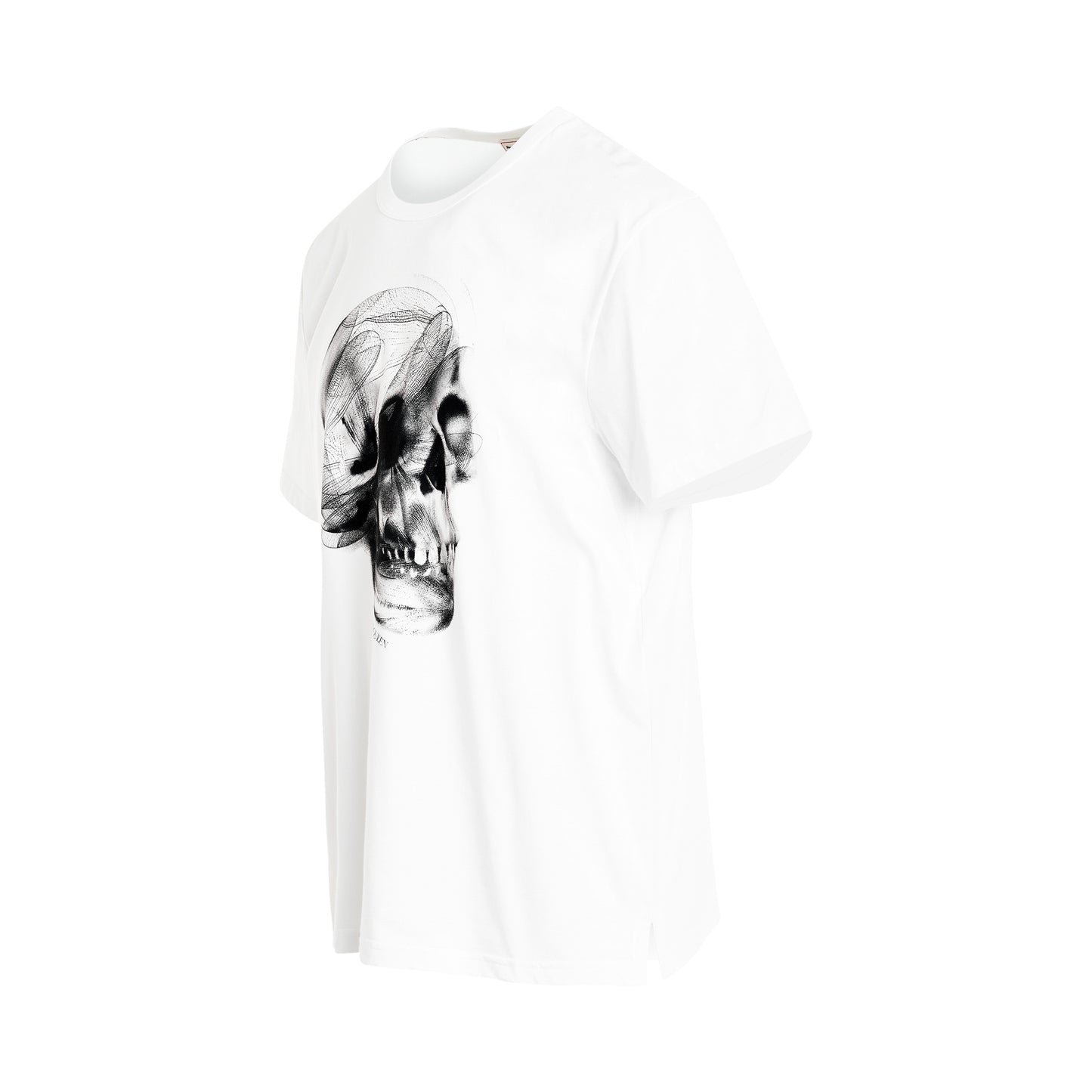 Dragonfly Skull Print T-Shirt in White/Black