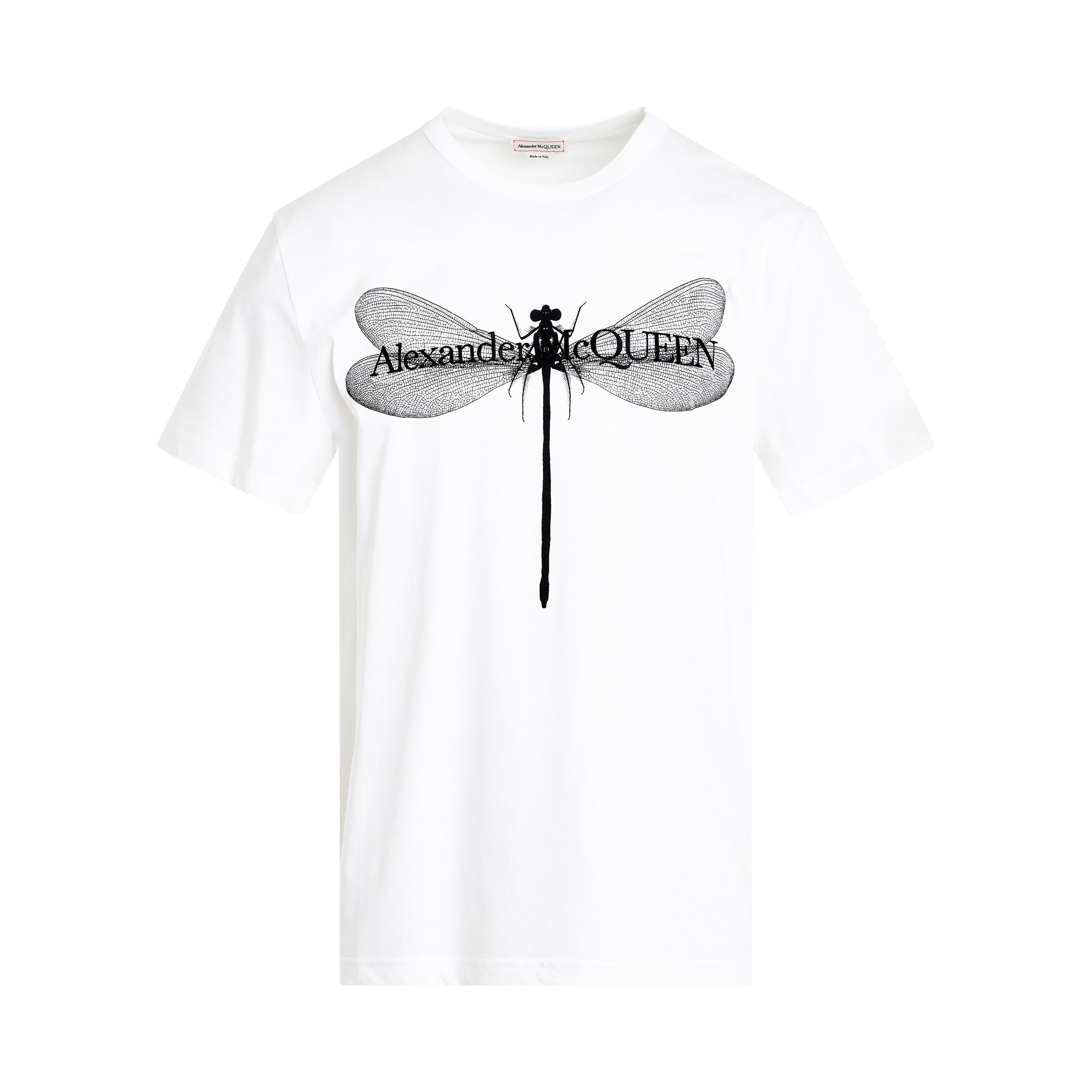 Dragonfly Print T-Shirt in White/Black