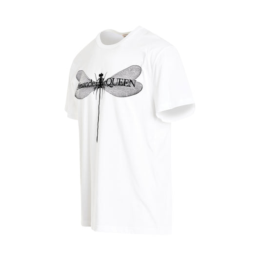 Dragonfly Print T-Shirt in White/Black