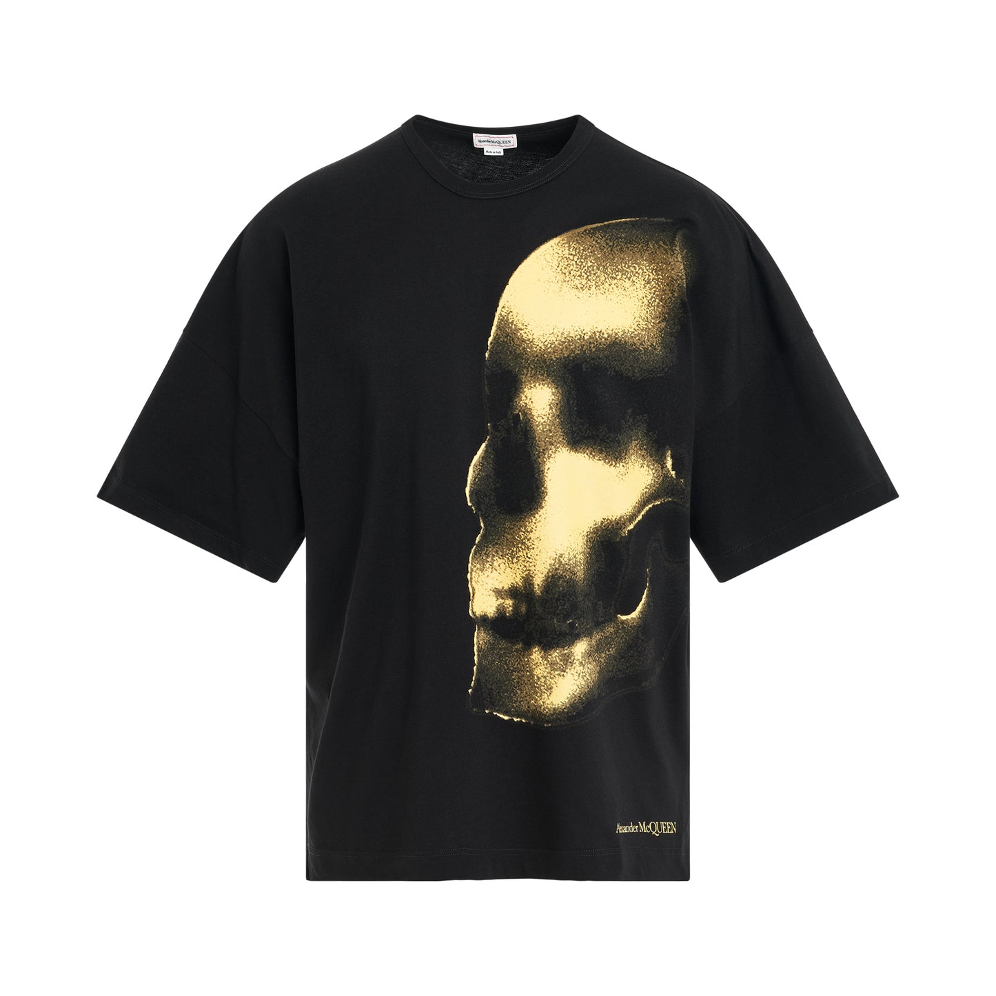 Shadow Skull Print T-Shirt in Black/Yellow