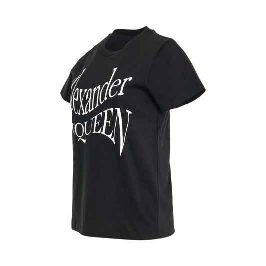 Warped Print T-Shirt in Black