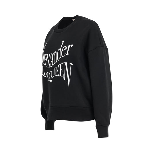 Warped Print Sweatshirt in Black