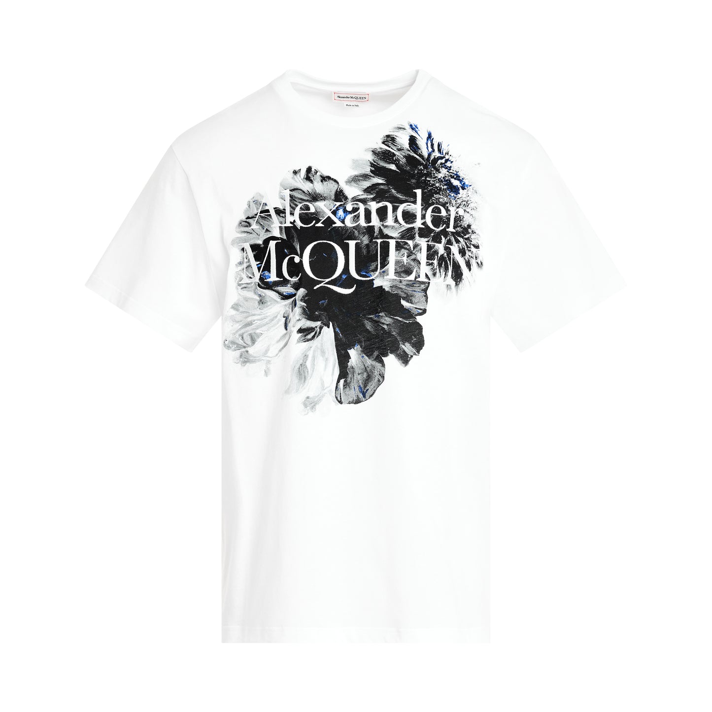 Floral Print T-Shirt in White/Black