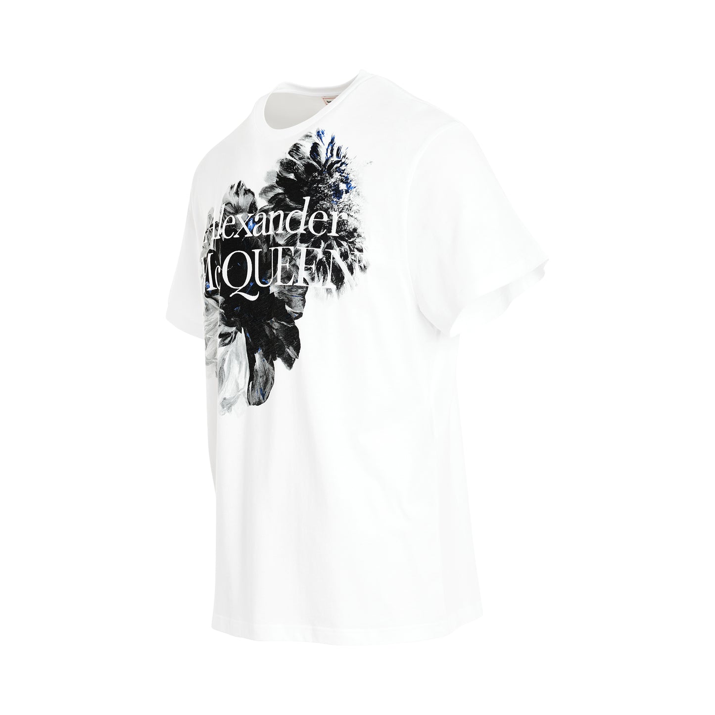 Floral Print T-Shirt in White/Black