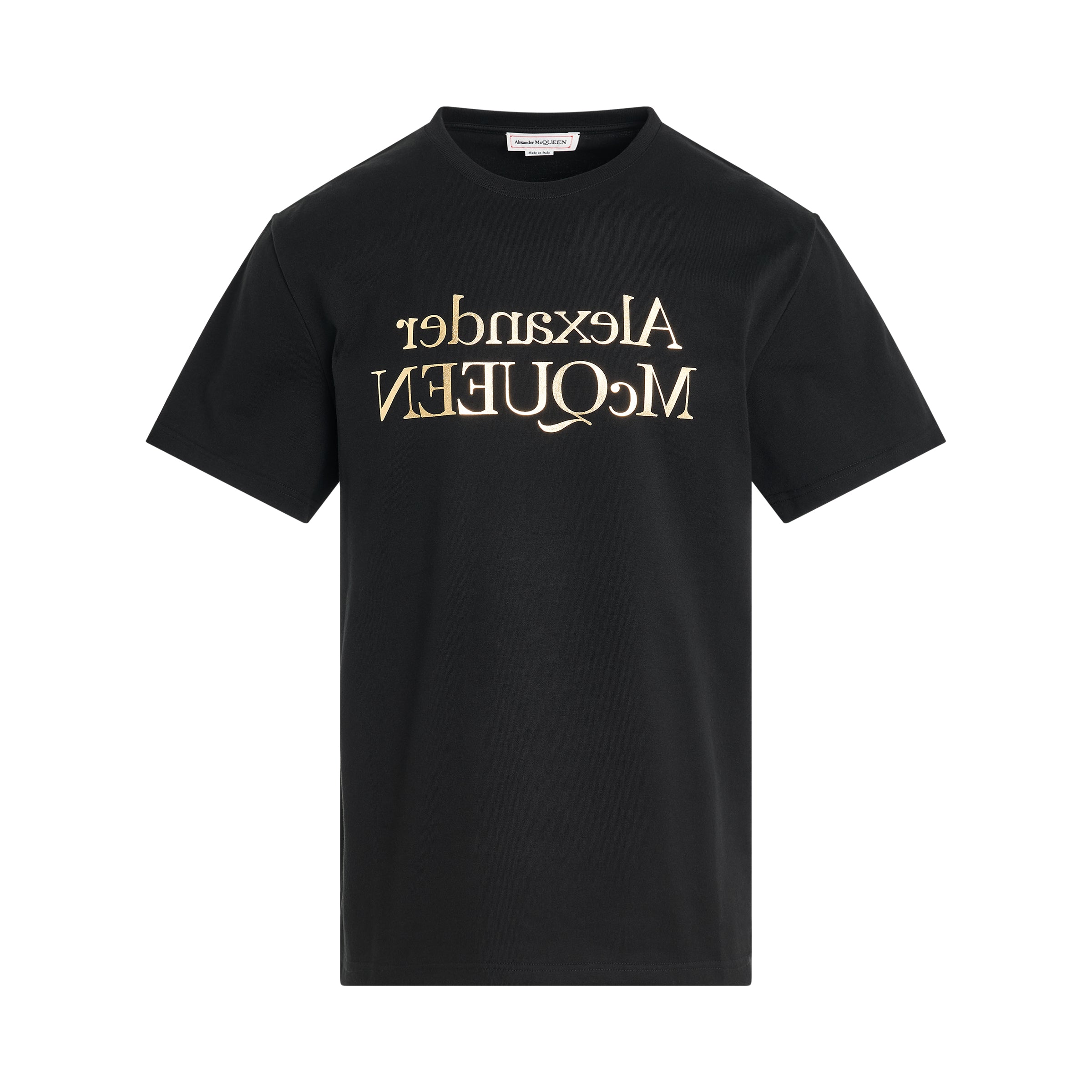 Foil Print T-Shirt in Black/Gold