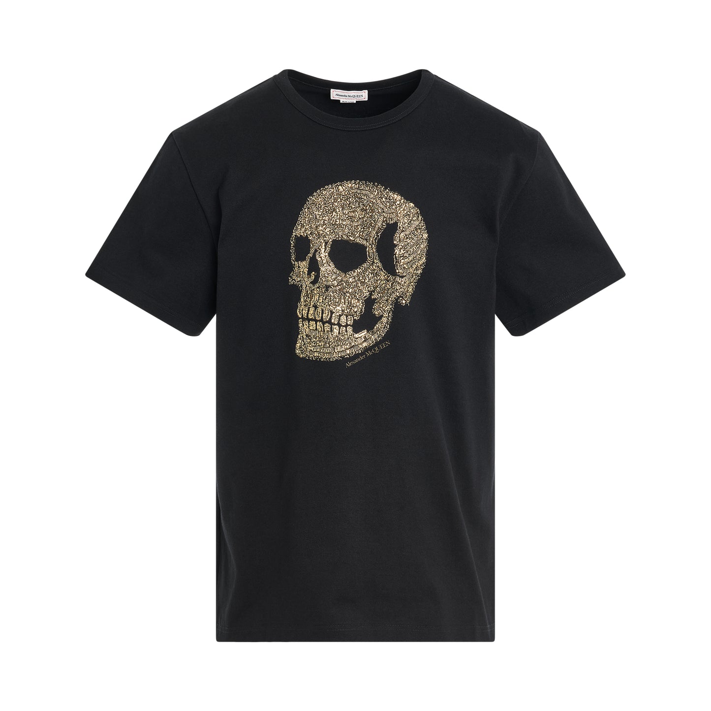 Gold Skull Print T-Shirt in Black/Gold