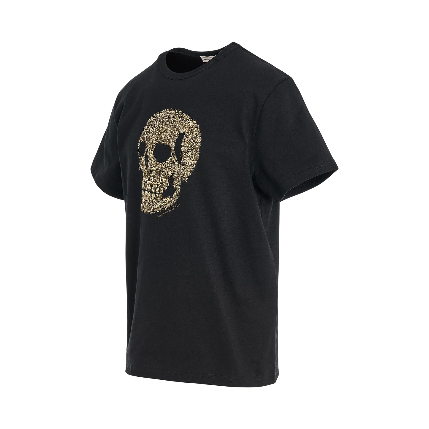 Gold Skull Print T-Shirt in Black/Gold
