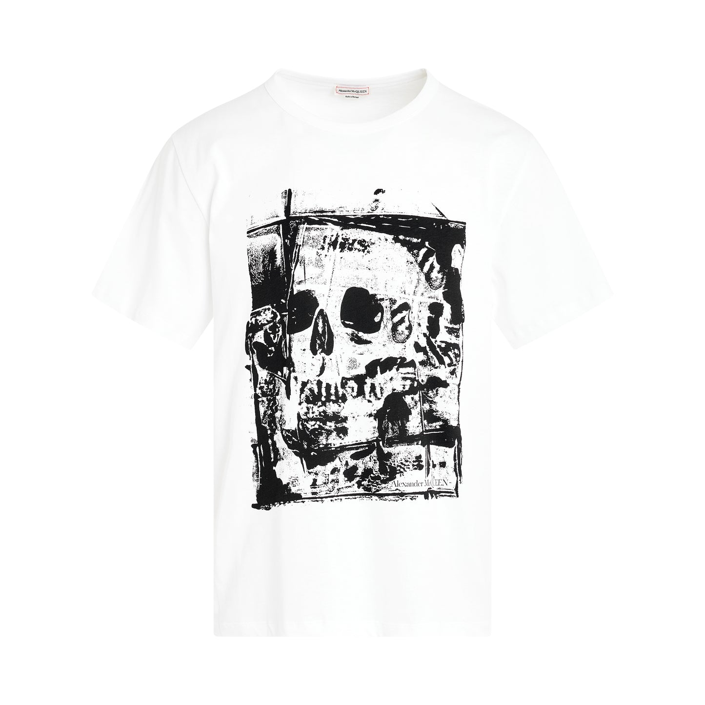 Fold Skull Print T-Shirt in White/Black
