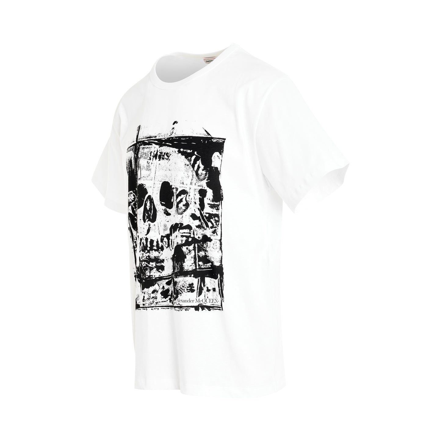 Fold Skull Print T-Shirt in White/Black