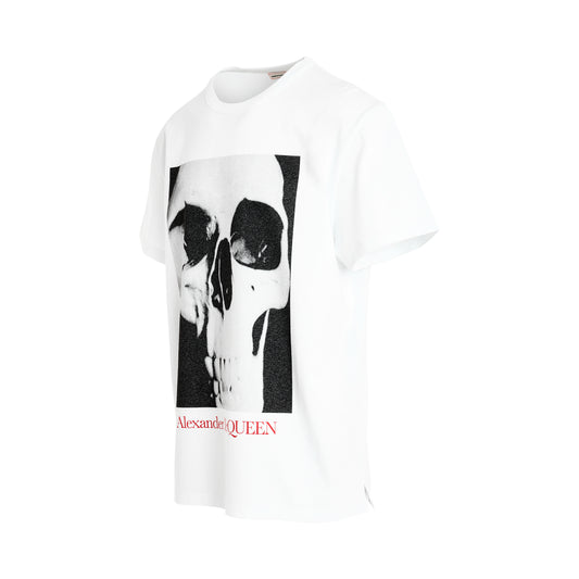 Skull Photo Print T-Shirt in White/Black