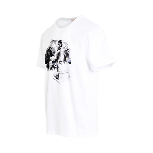 Dutch Floral Print T-Shirt in White/Black