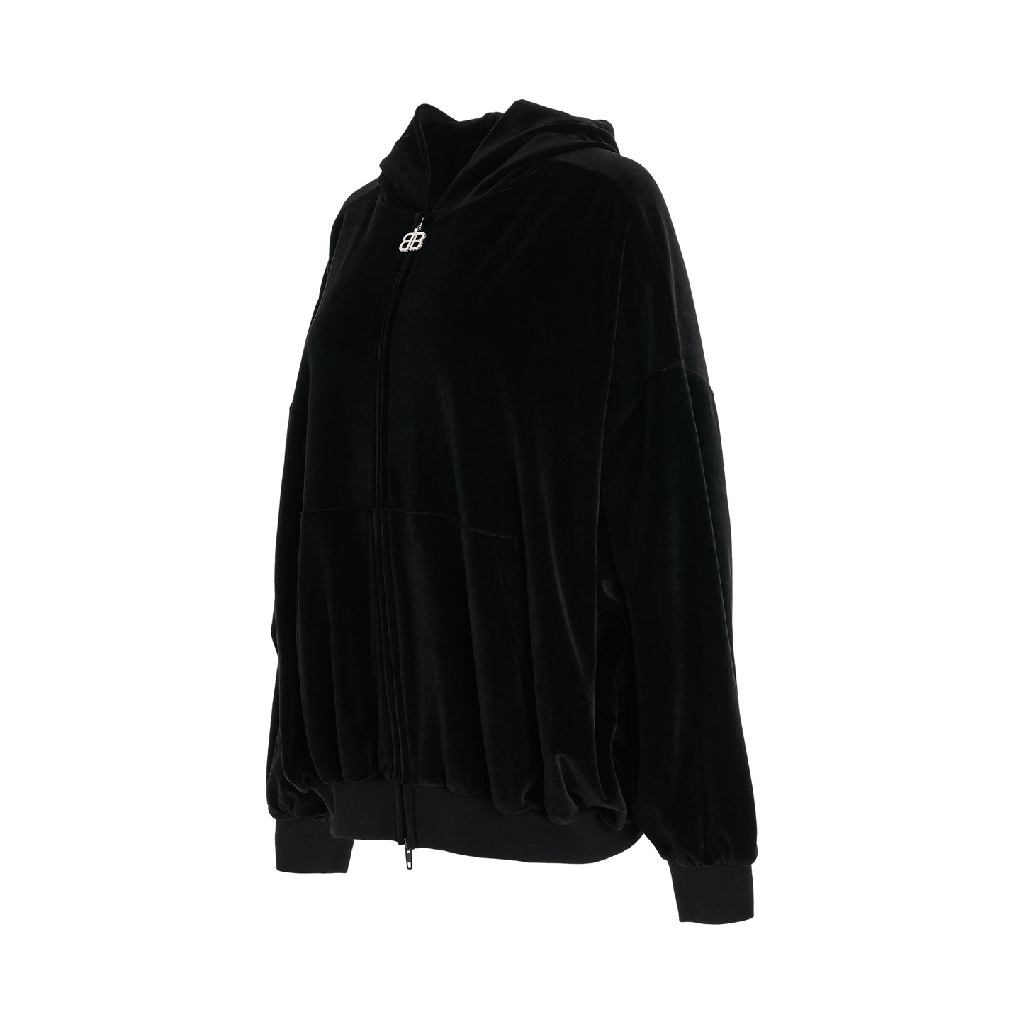 Oversized Zip-Up Hoodie in Black