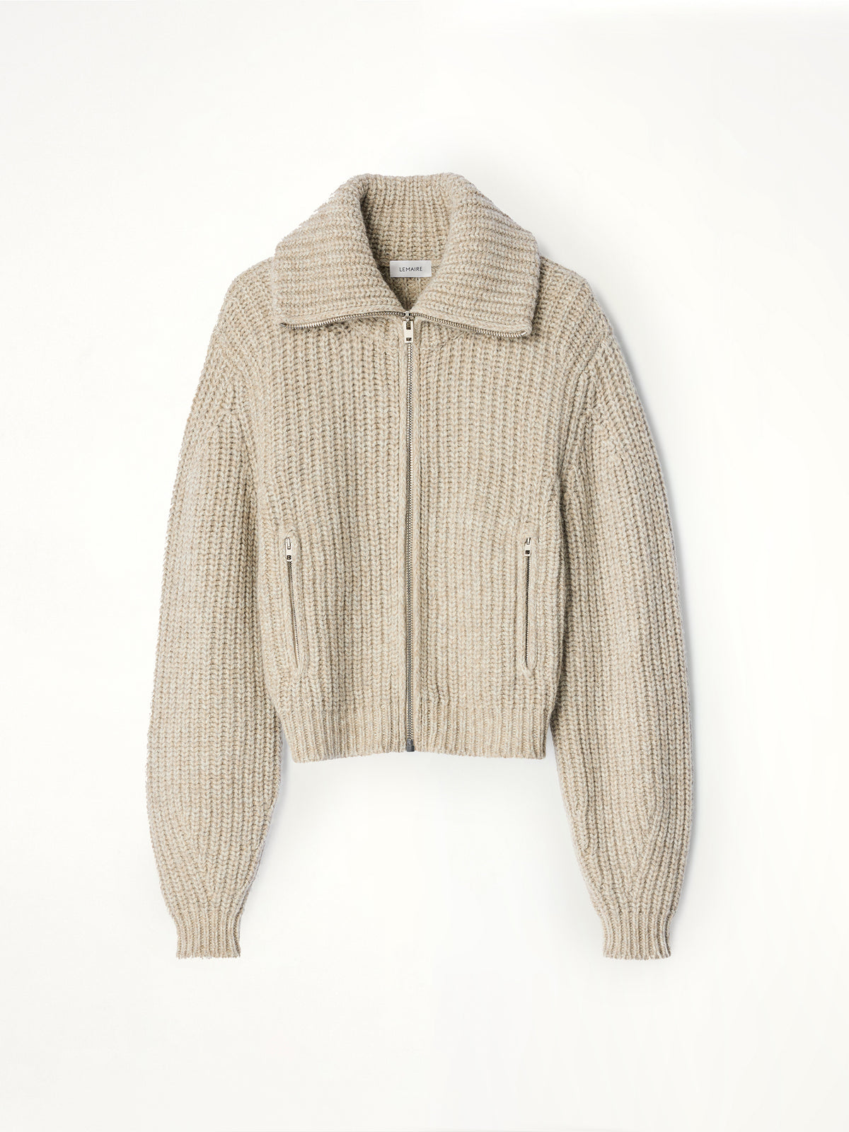 Zipped Cardigan in Beige/Oat