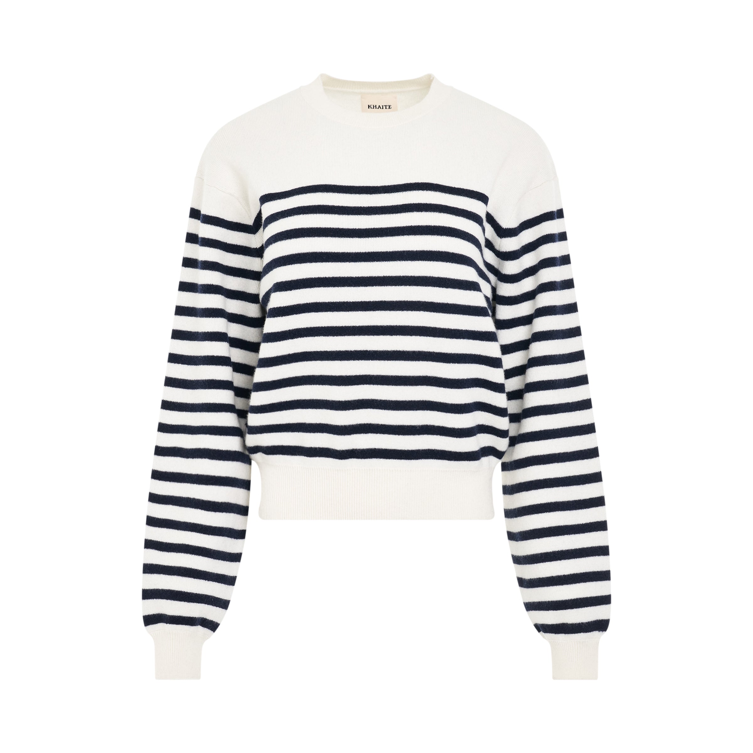 Viola Knit Sweater in Ivory Navy Stripe