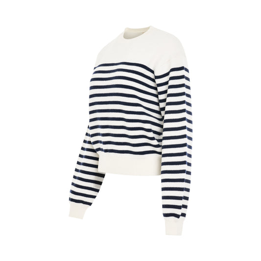 Viola Knit Sweater in Ivory Navy Stripe