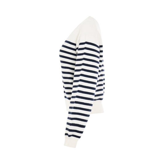 Viola Knit Sweater in Ivory Navy Stripe