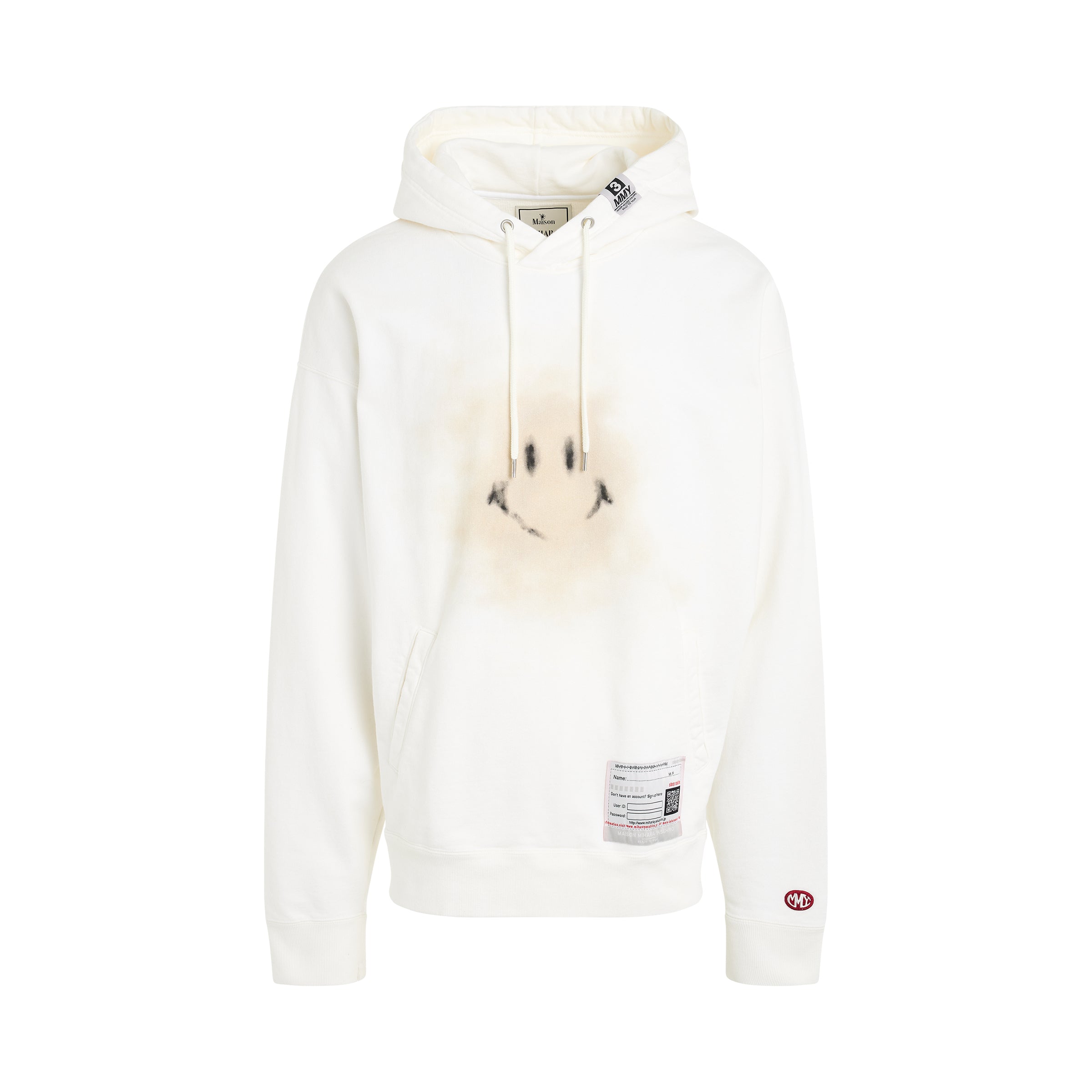 Smiley Face Printed Hoodie in White