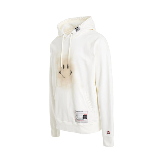 Smiley Face Printed Hoodie in White