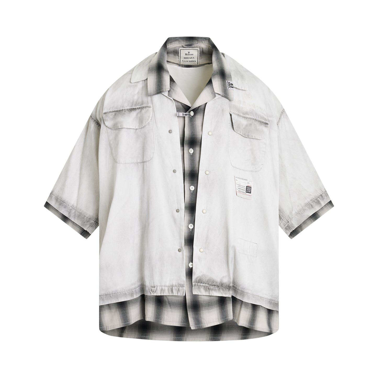 Rc Twill Double Layered Short-Sleeve Shirt in Light Grey