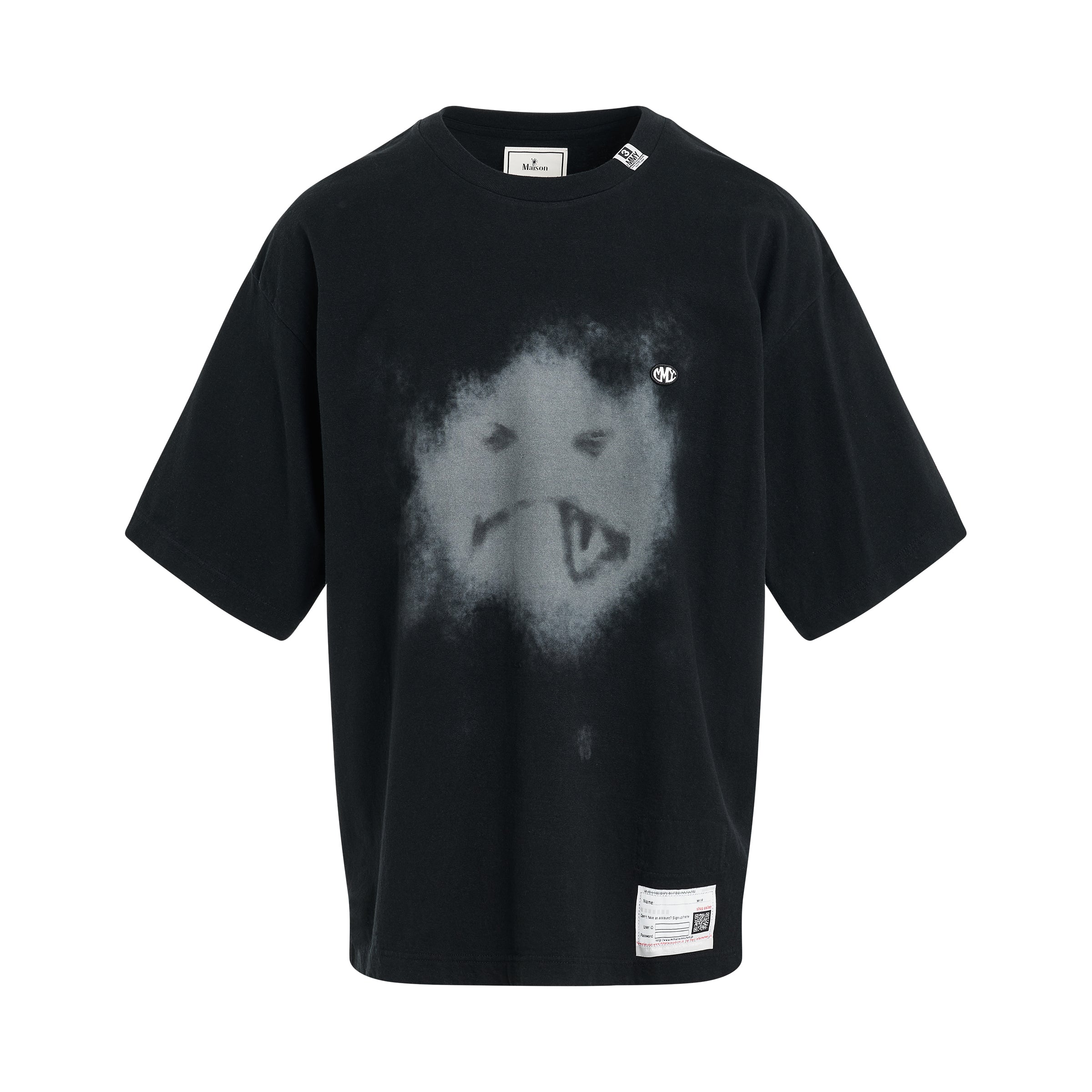 Sad Face Printed T-Shirt in Black