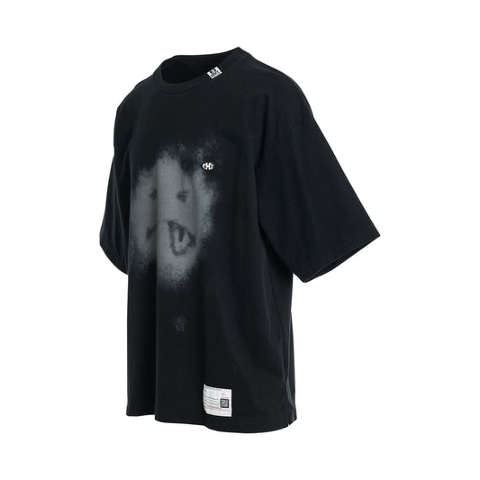 Sad Face Printed T-Shirt in Black