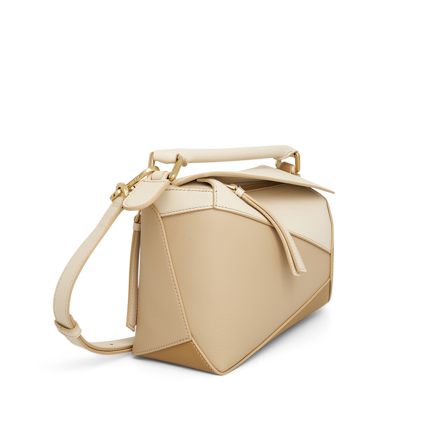 Small Puzzle Edge Bag in Nappa Calfskin in Angora/Beige