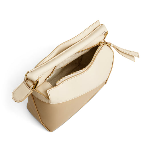 Small Puzzle Edge Bag in Nappa Calfskin in Angora/Beige