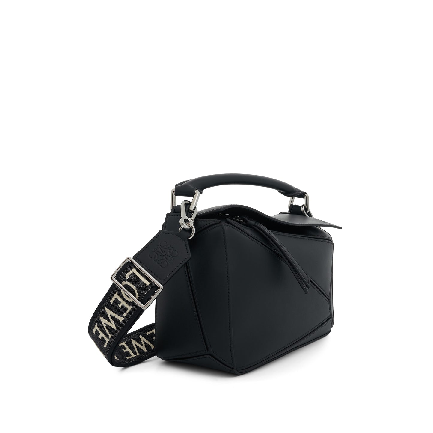 Small Puzzle Bag in Satin Calf in Black