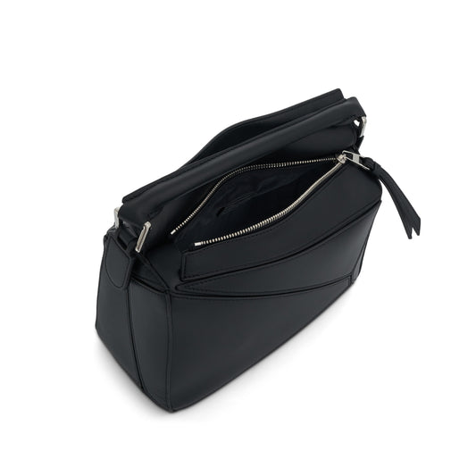 Small Puzzle Bag in Satin Calf in Black