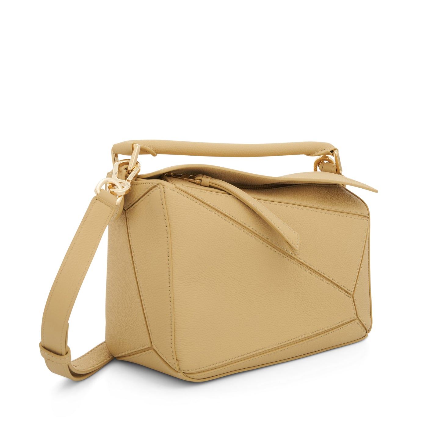 Small Puzzle Bag in Soft Grained Calfskin Leather in Dark Butter