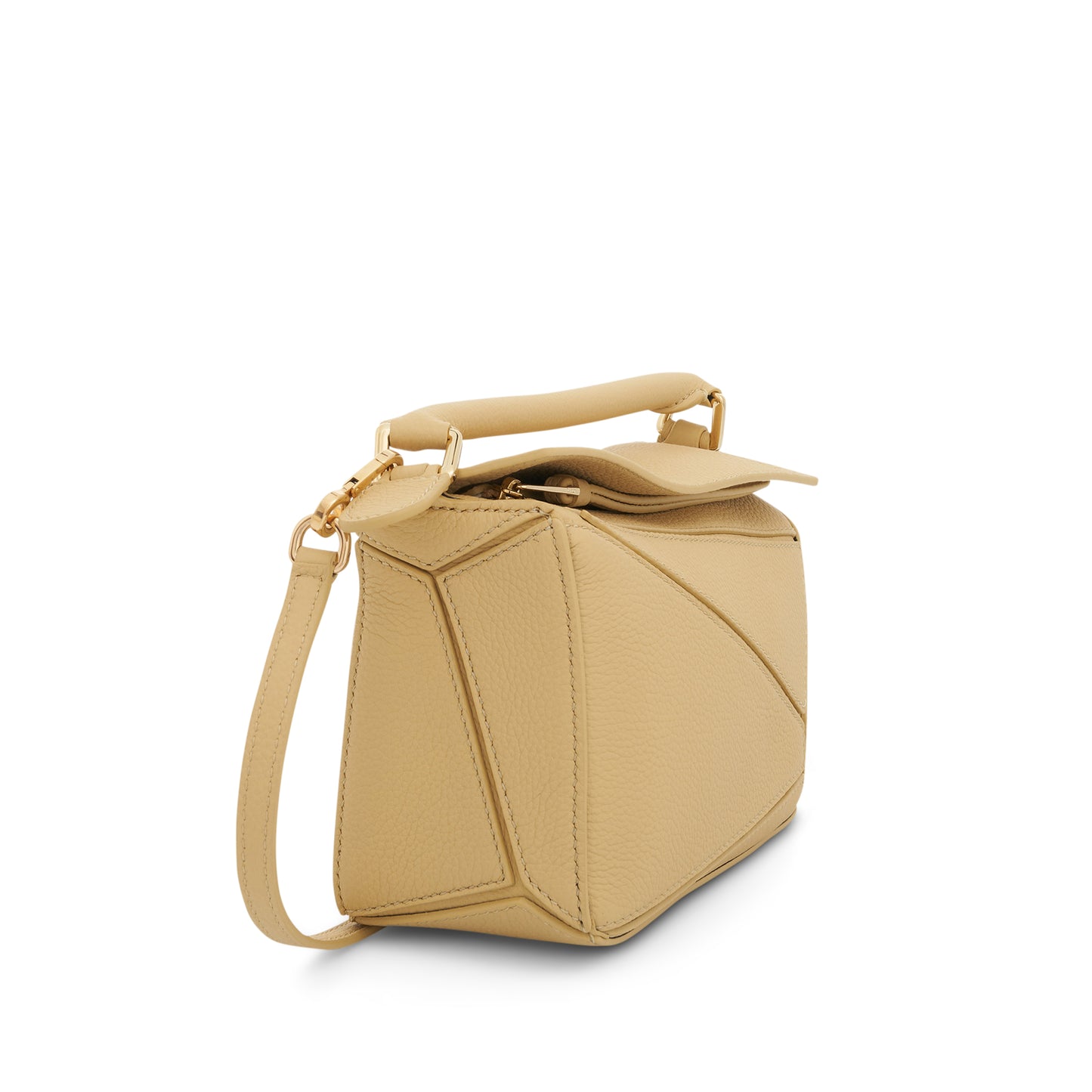 Mini Puzzle Bag in Soft Grained Calfskin in Dark Butter